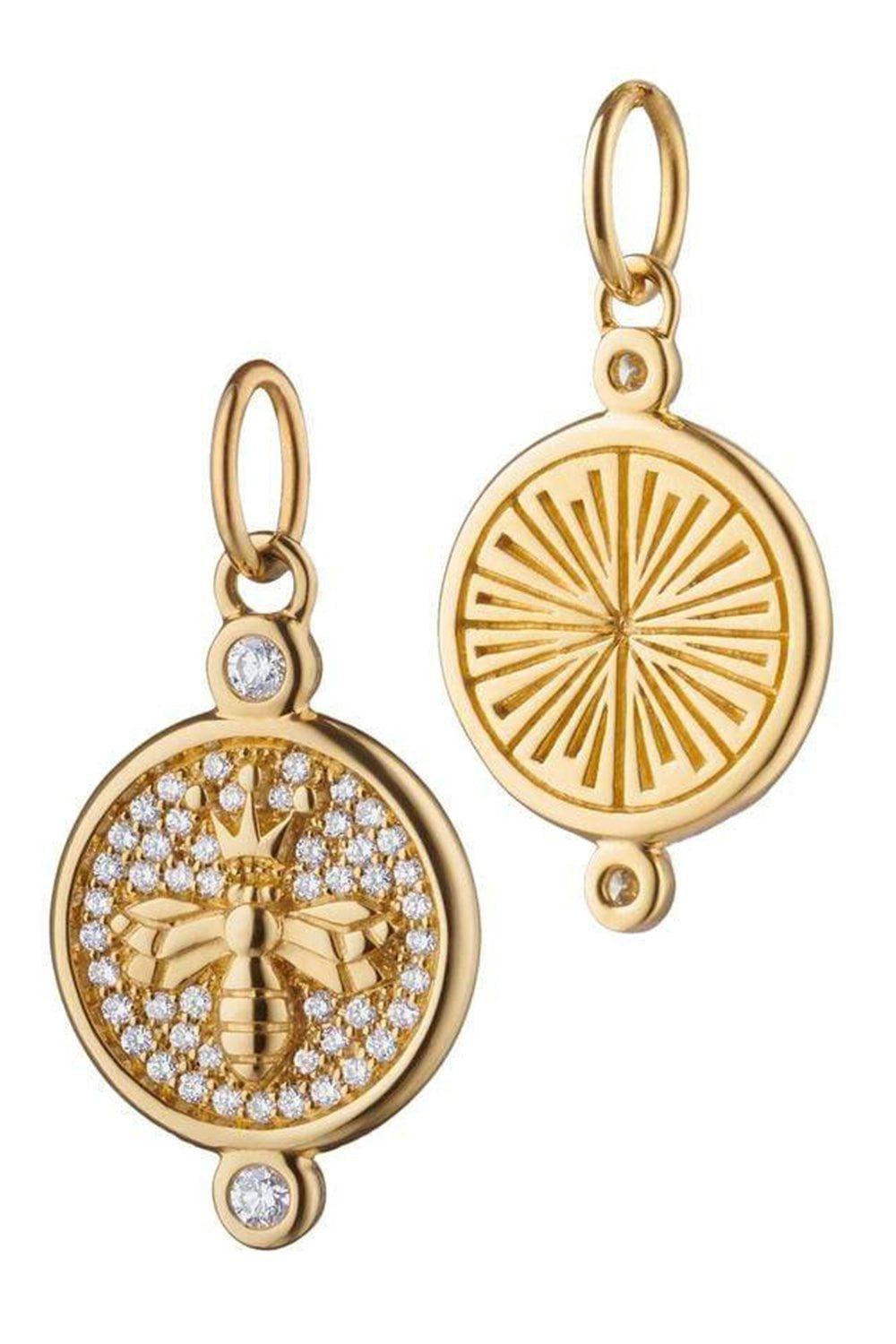 MONICA RICH KOSANN-Pave Diamond Bee Charm-YELLOW GOLD