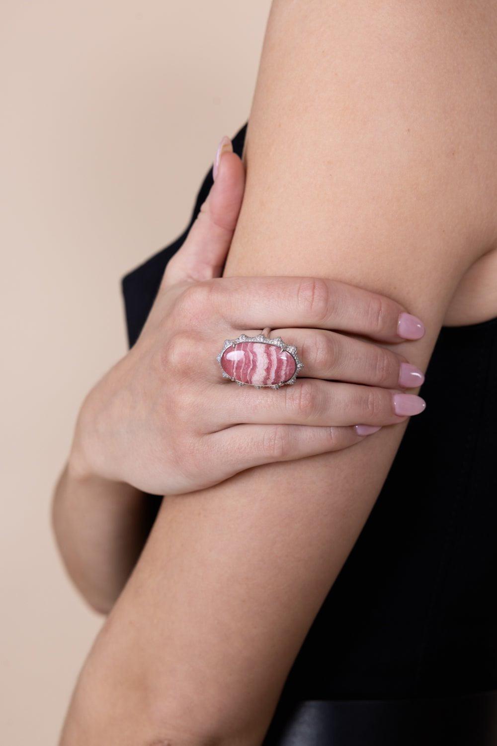 MONICA RICH KOSANN-SPECIAL EDITION “HAPPINESS” RHODOCHROSITE SUN RING-WHITE GOLD