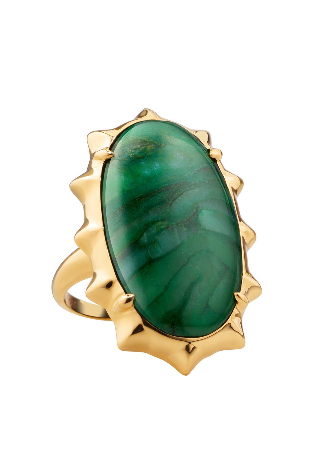 MONICA RICH KOSANN-SPECIAL EDITION “HAPPINESS” GREEN QUARTZ SUN RING-YELLOW GOLD