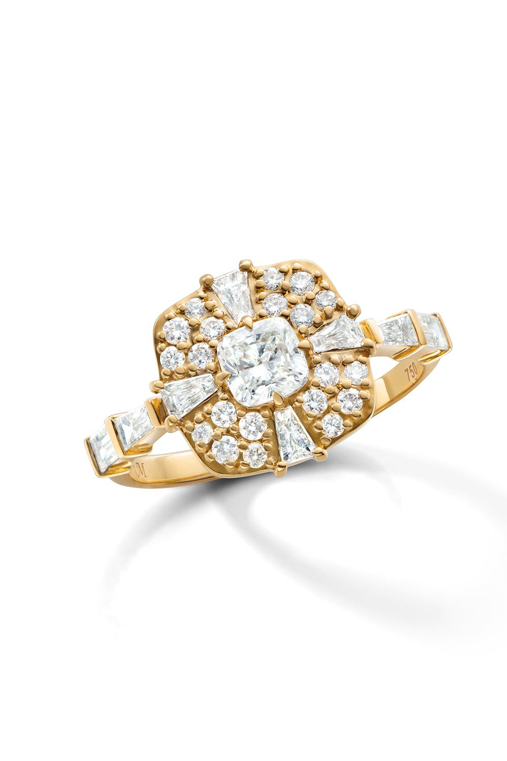MONICA RICH KOSANN-Cushion "Points North" Diamond Ring-YELLOW GOLD