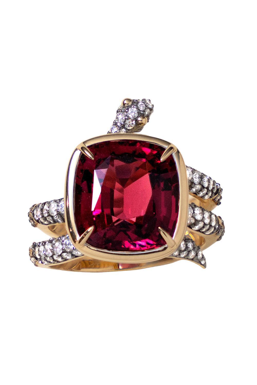  Garnet Never Fear Snake Ring-YELLOW GOLD-8.25-JEWELRYFINE JEWELRING-MONICA RICH KOSANN 