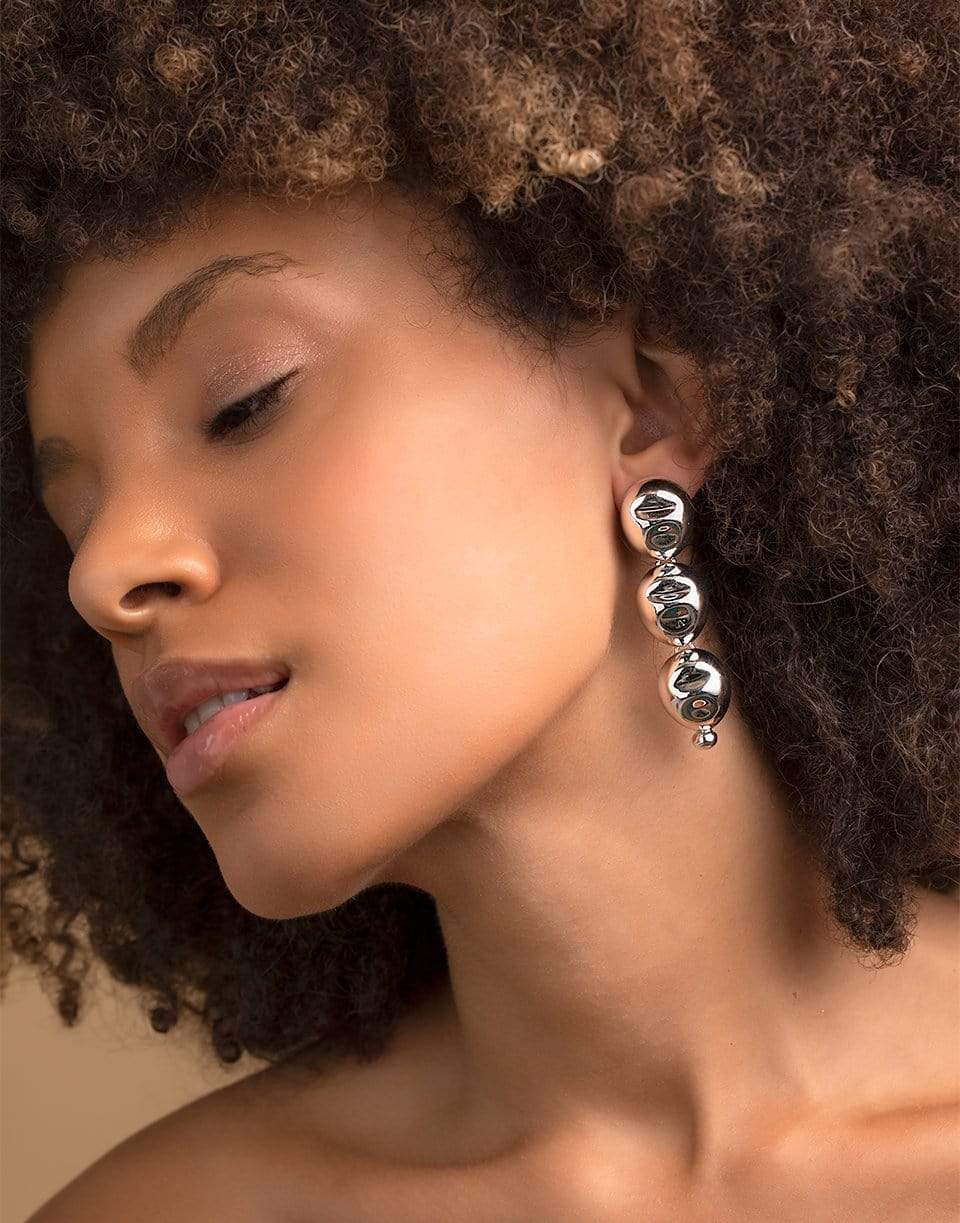 MONICA SORDO-Silver Puerto Three-Drop Earrings-SILVER