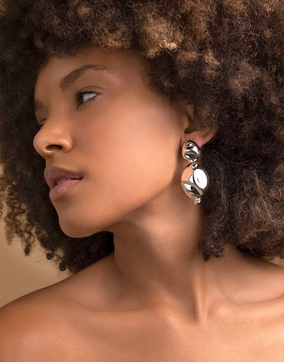 MONICA SORDO-Silver Puerto Two-Drop Earrings-SILVER