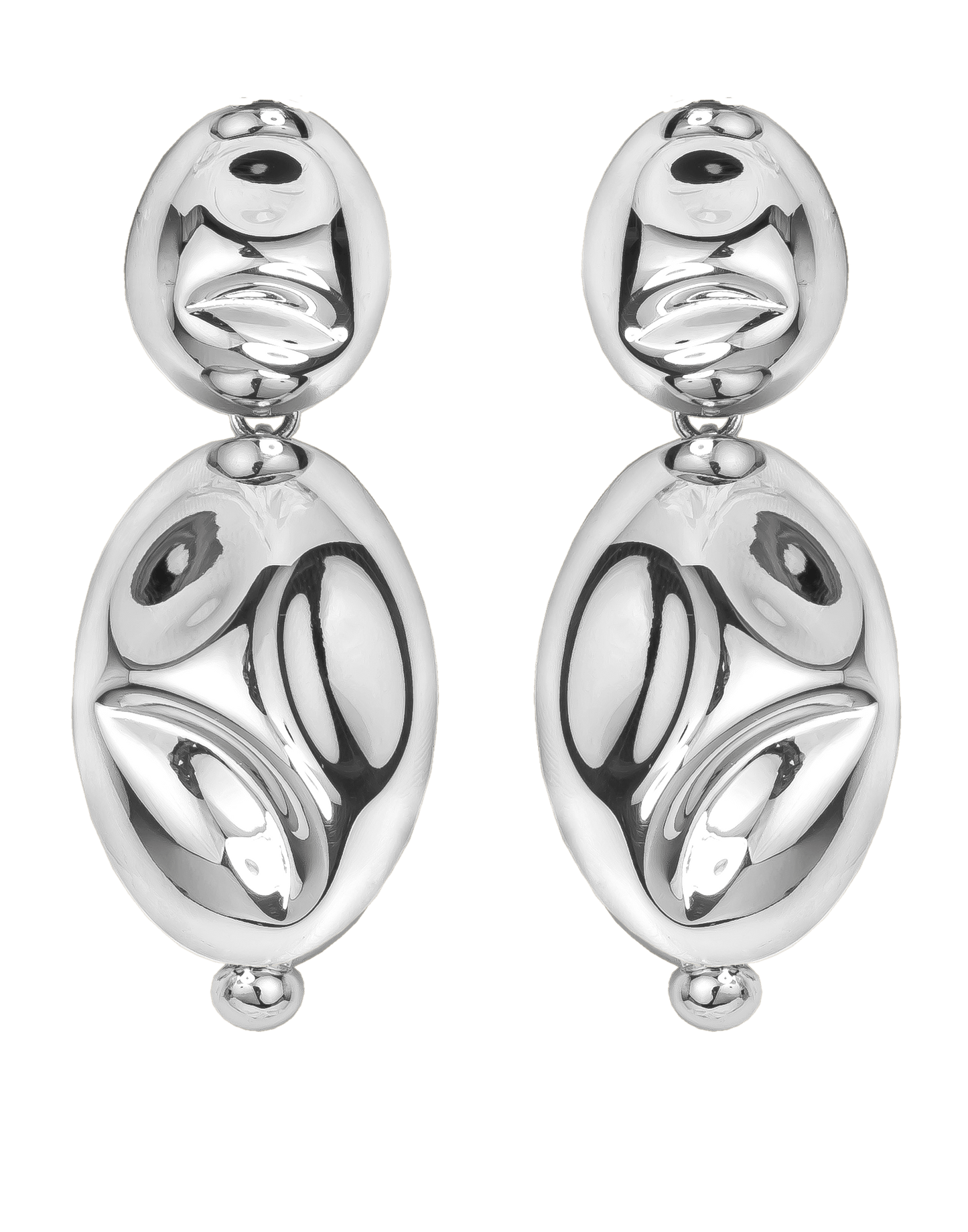 MONICA SORDO-Silver Puerto Two-Drop Earrings-SILVER