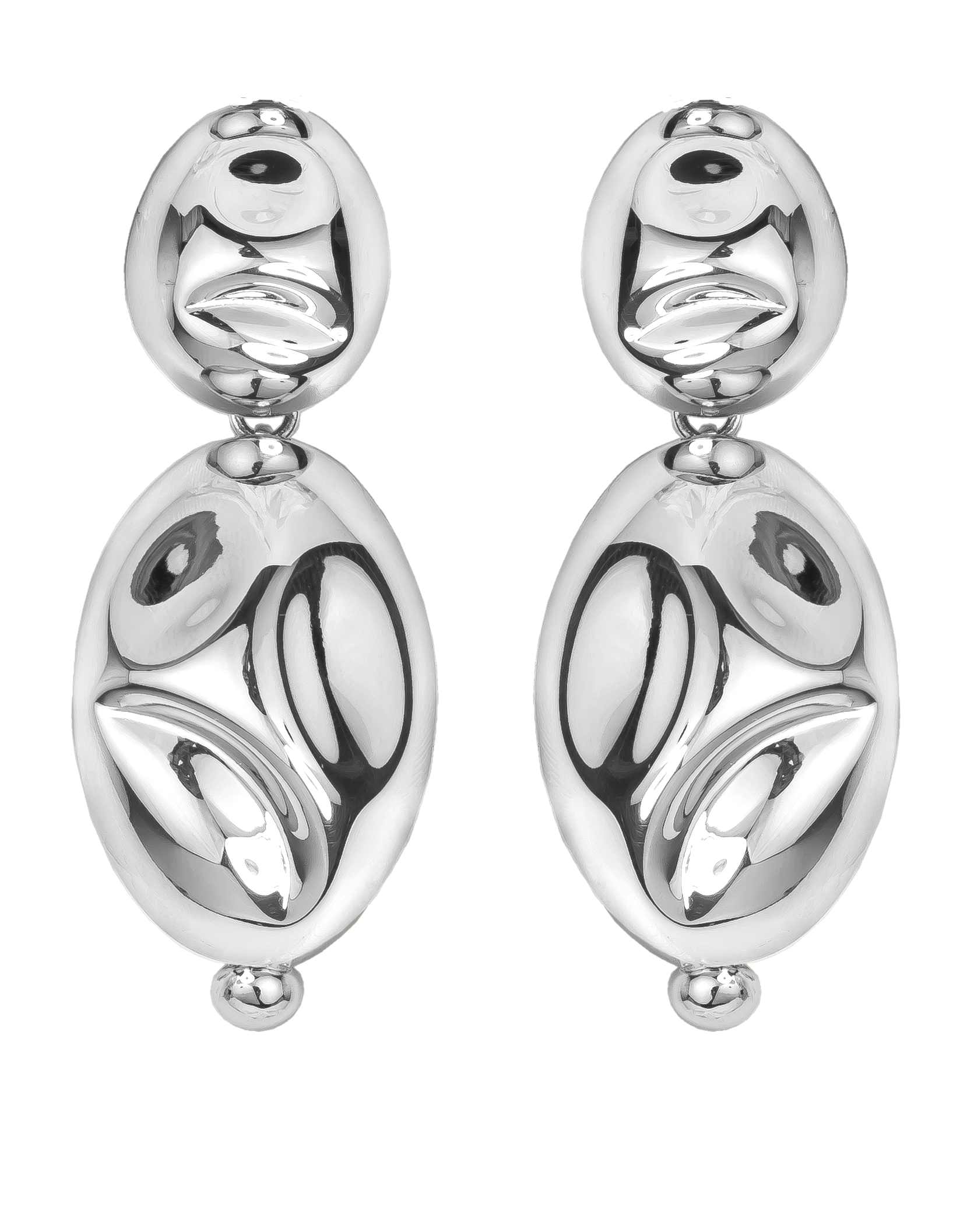 MONICA SORDO-Silver Puerto Two-Drop Earrings-SILVER