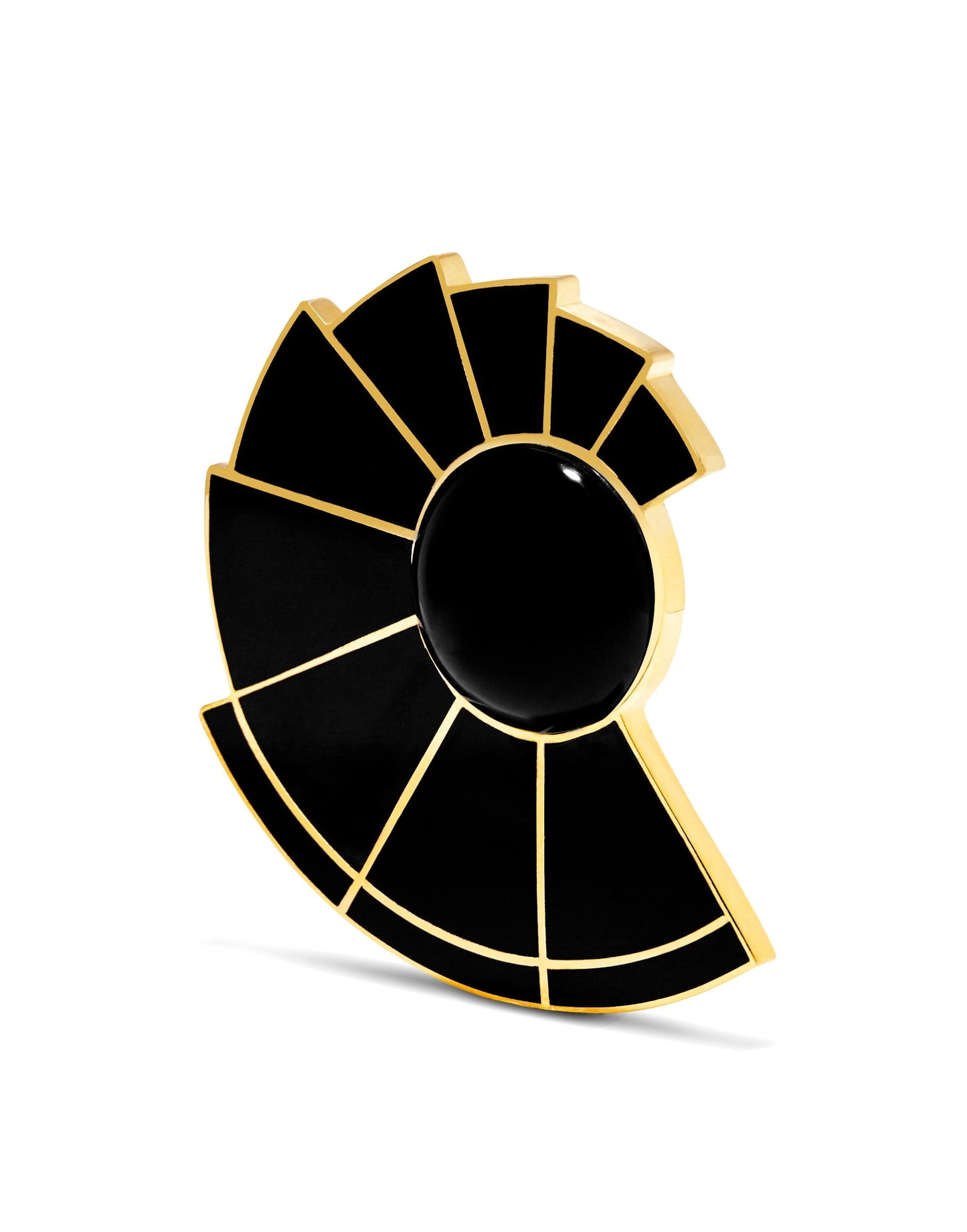 MONICA SORDO-Onyx Nautilus Ear-Fans-YELLOW GOLD