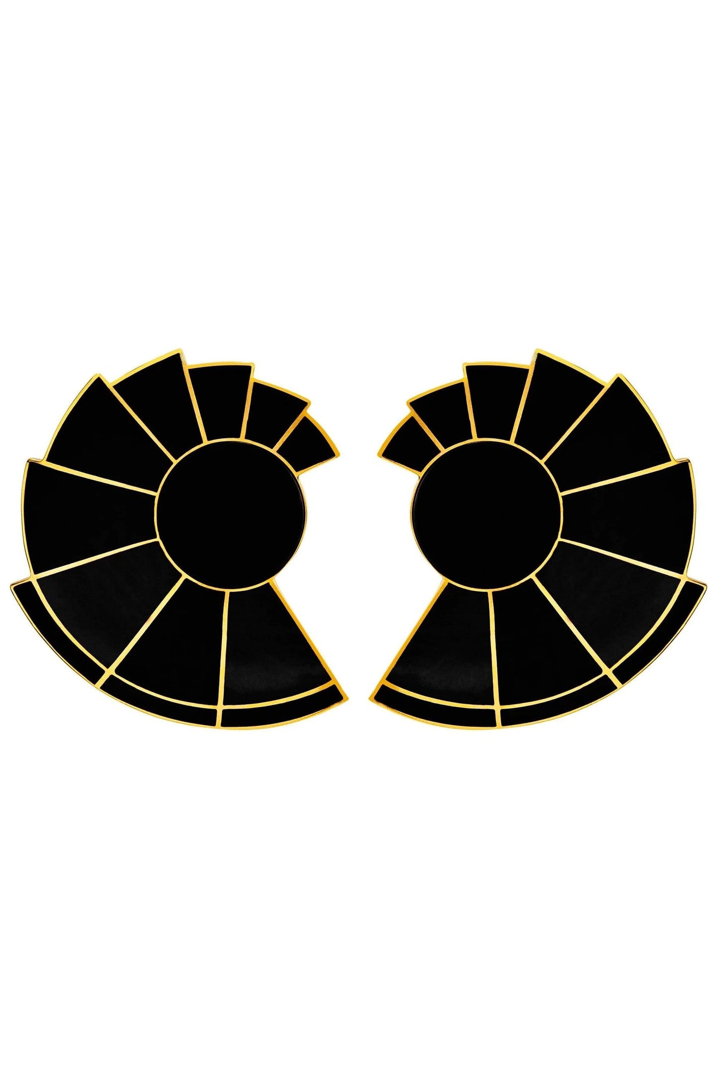 MONICA SORDO-Onyx Nautilus Ear-Fans-YELLOW GOLD