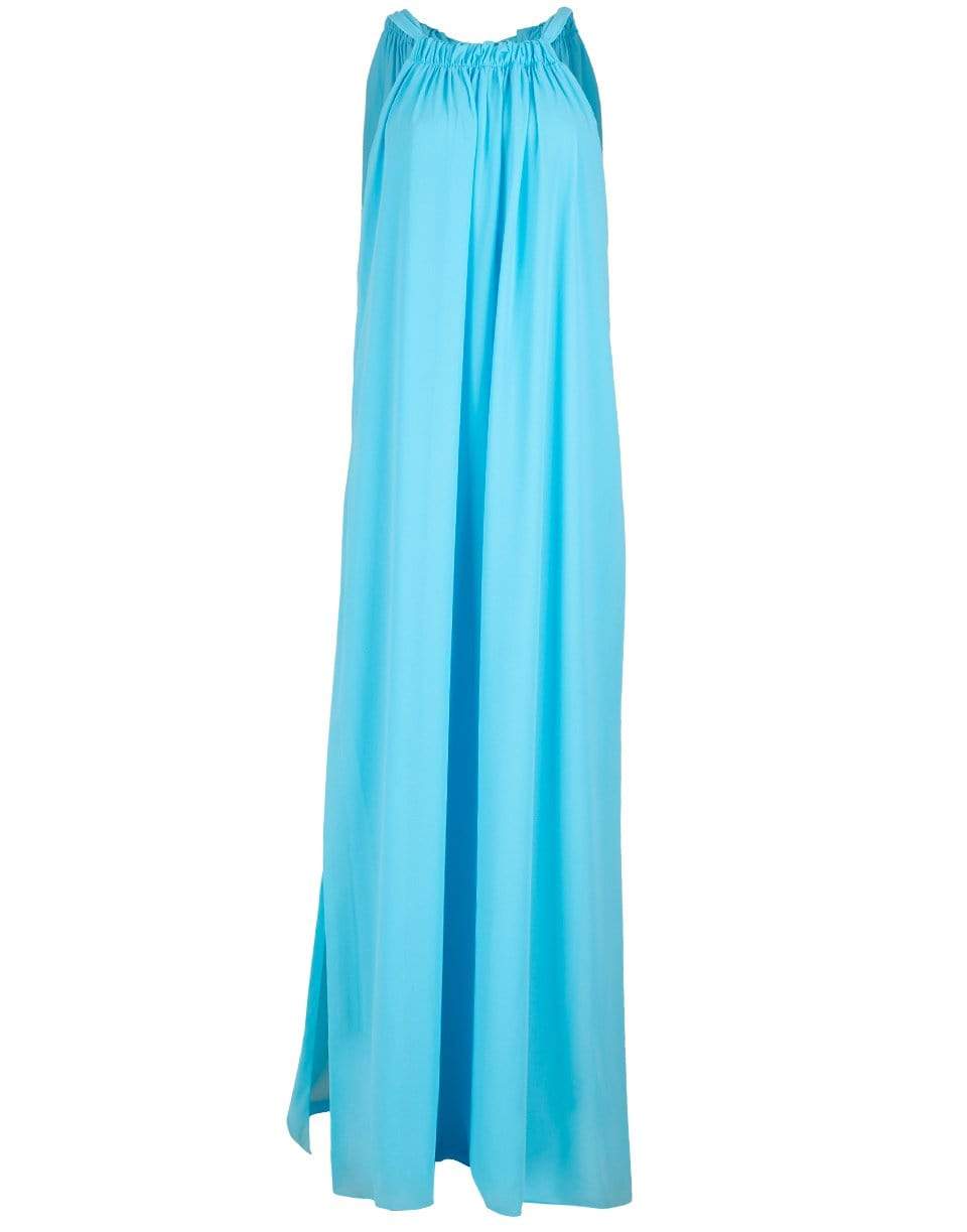 MONIQUE LHUILLIER-Capri Blue Sleeveless Tent Dress-