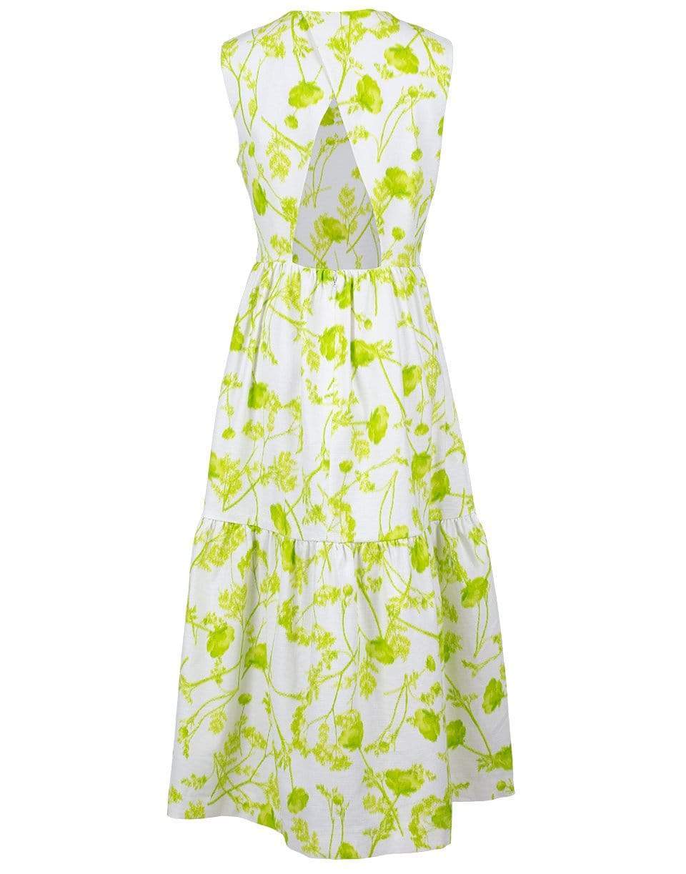 MONIQUE LHUILLIER-Prosperity Linen Sleeveless Midi Dress-LIME
