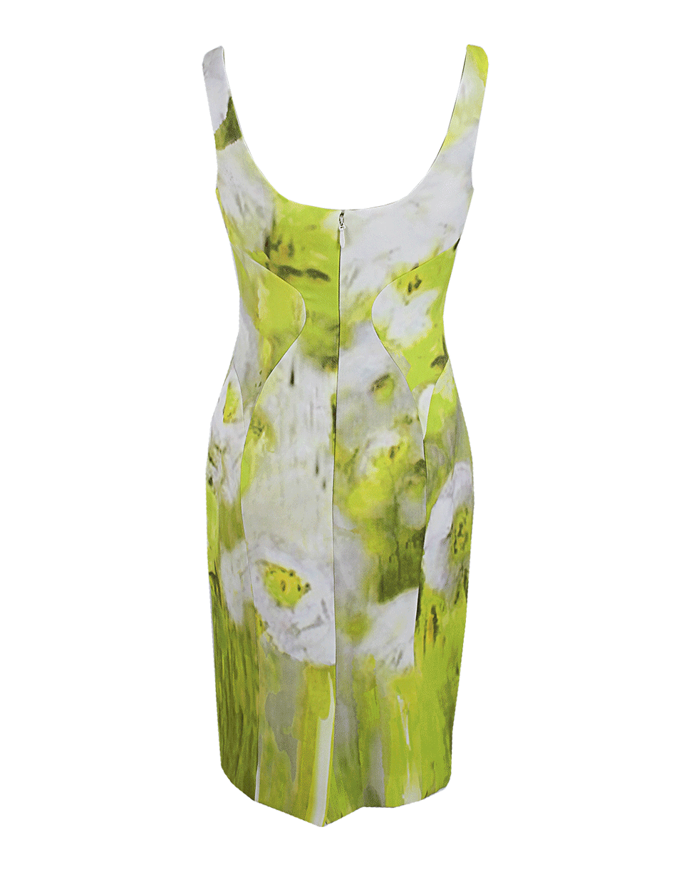 MONIQUE LHUILLIER-Sleeveless Wide Neck Seamed Dress-
