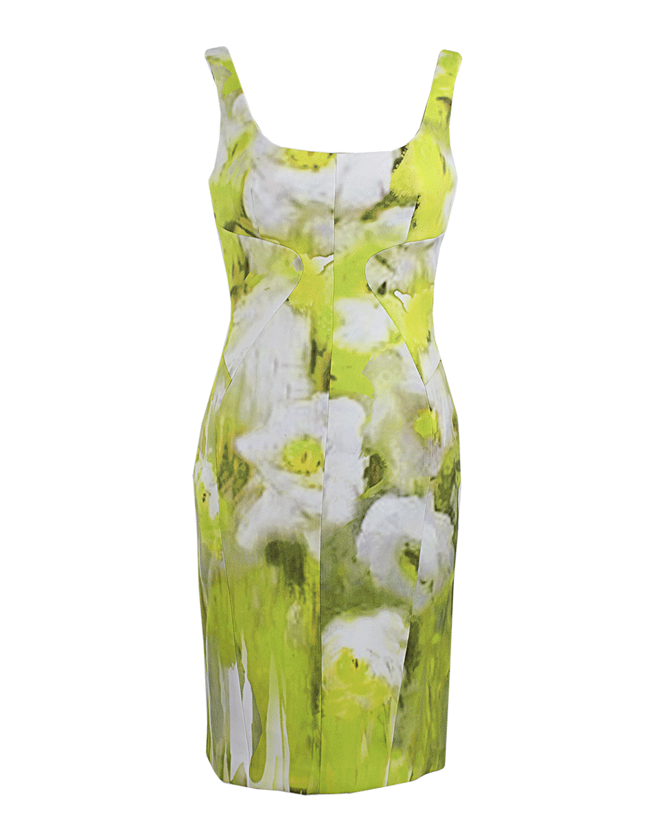 MONIQUE LHUILLIER-Sleeveless Wide Neck Seamed Dress-