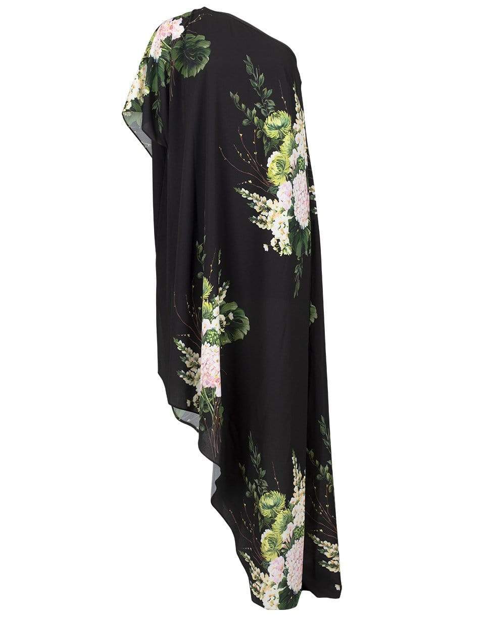 MONIQUE LHUILLIER-One Shoulder Asymmetrical Hem Caftan-