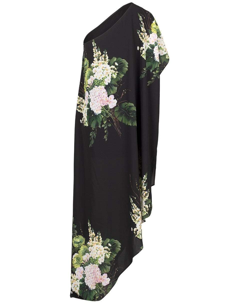 MONIQUE LHUILLIER-One Shoulder Asymmetrical Hem Caftan-