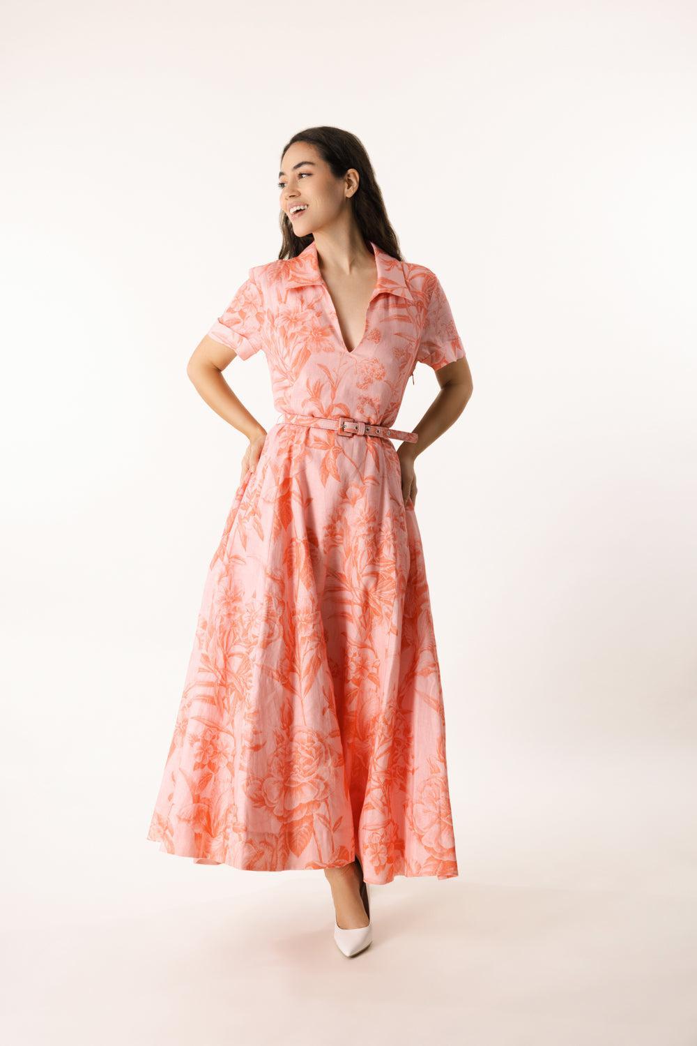 SHORT SLEEVE A-LINE DRESS-RSTTECRL-4-CLOTHINGDRESSCASUAL-MONIQUE LHUILLIER