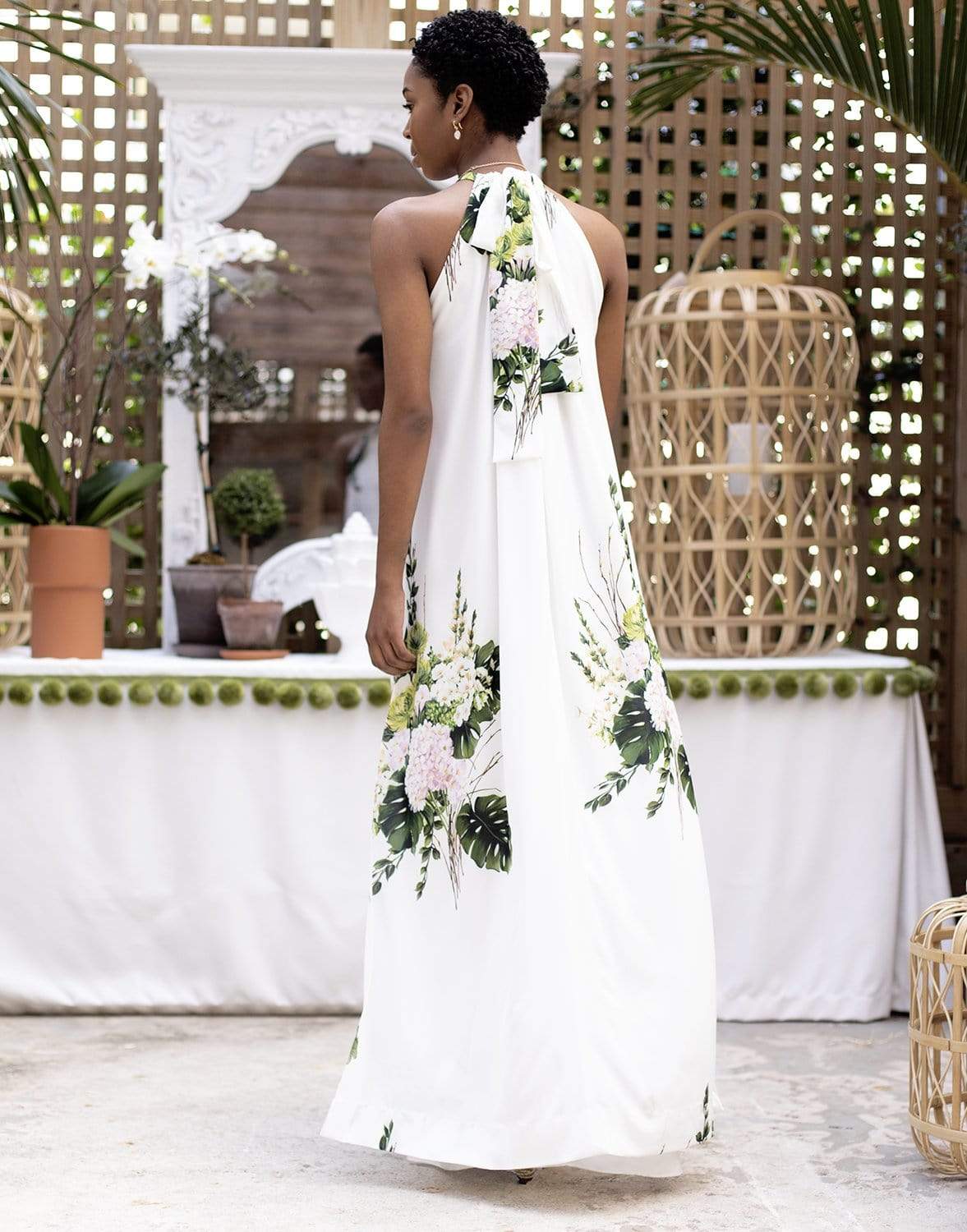 MONIQUE LHUILLIER-Bouquet Printed Tent Dress-WHITE