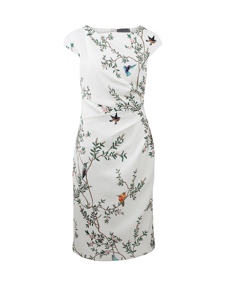 MONIQUE LHUILLIER-Jacquard Bird Print Sheath-