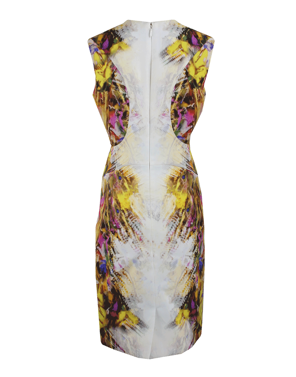 MONIQUE LHUILLIER-Sleeveless Floral Canvas Dress-