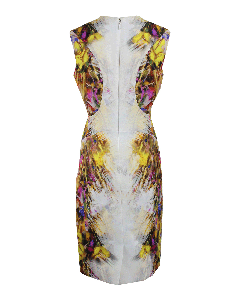 MONIQUE LHUILLIER-Sleeveless Floral Canvas Dress-
