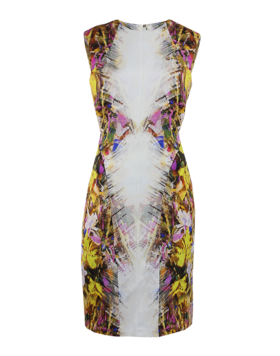 MONIQUE LHUILLIER-Sleeveless Floral Canvas Dress-