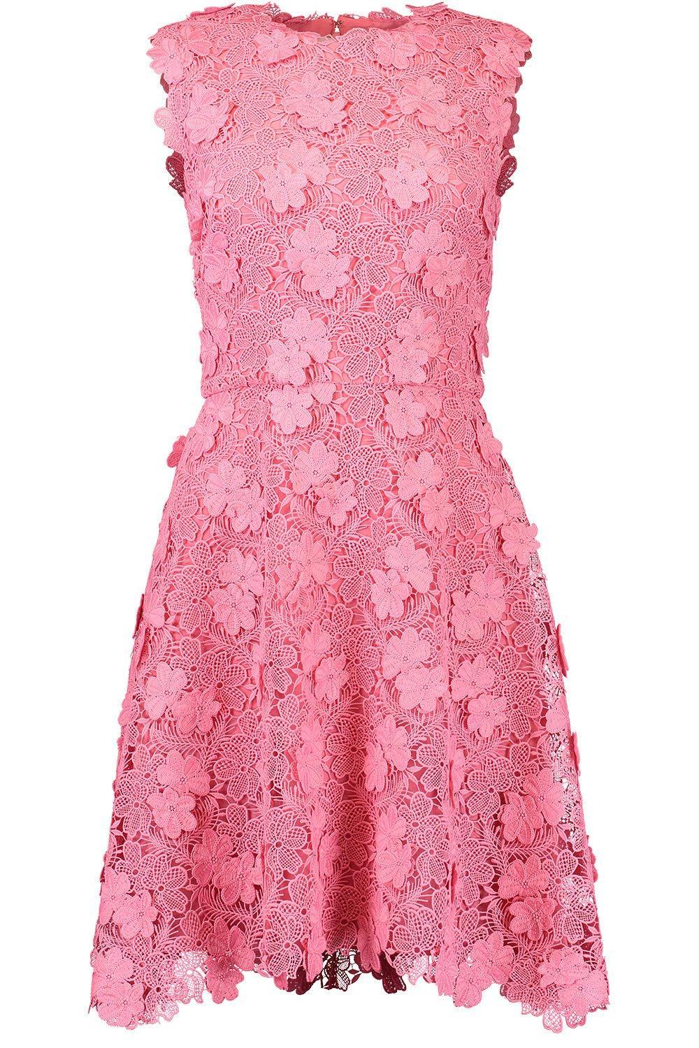 MONIQUE LHUILLIER-Jewel Neck Flare Dress-