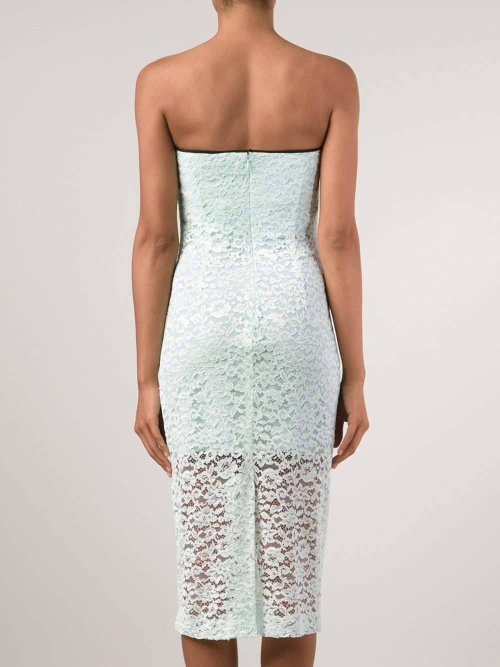 MONIQUE LHUILLIER-Strapless Lace Dress-MNT/NOIR