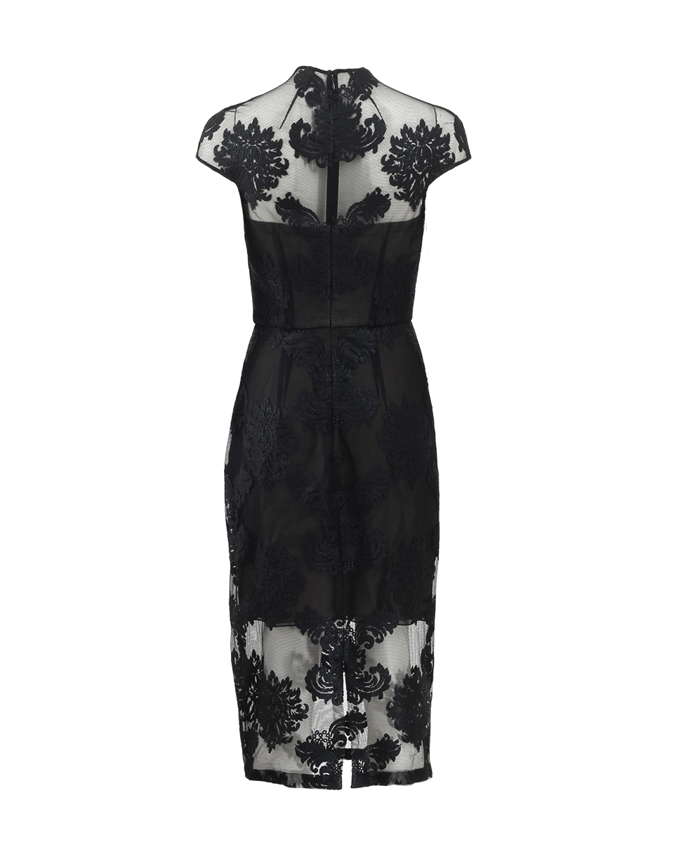 MONIQUE LHUILLIER-High Neck Midi Dress-NOIR