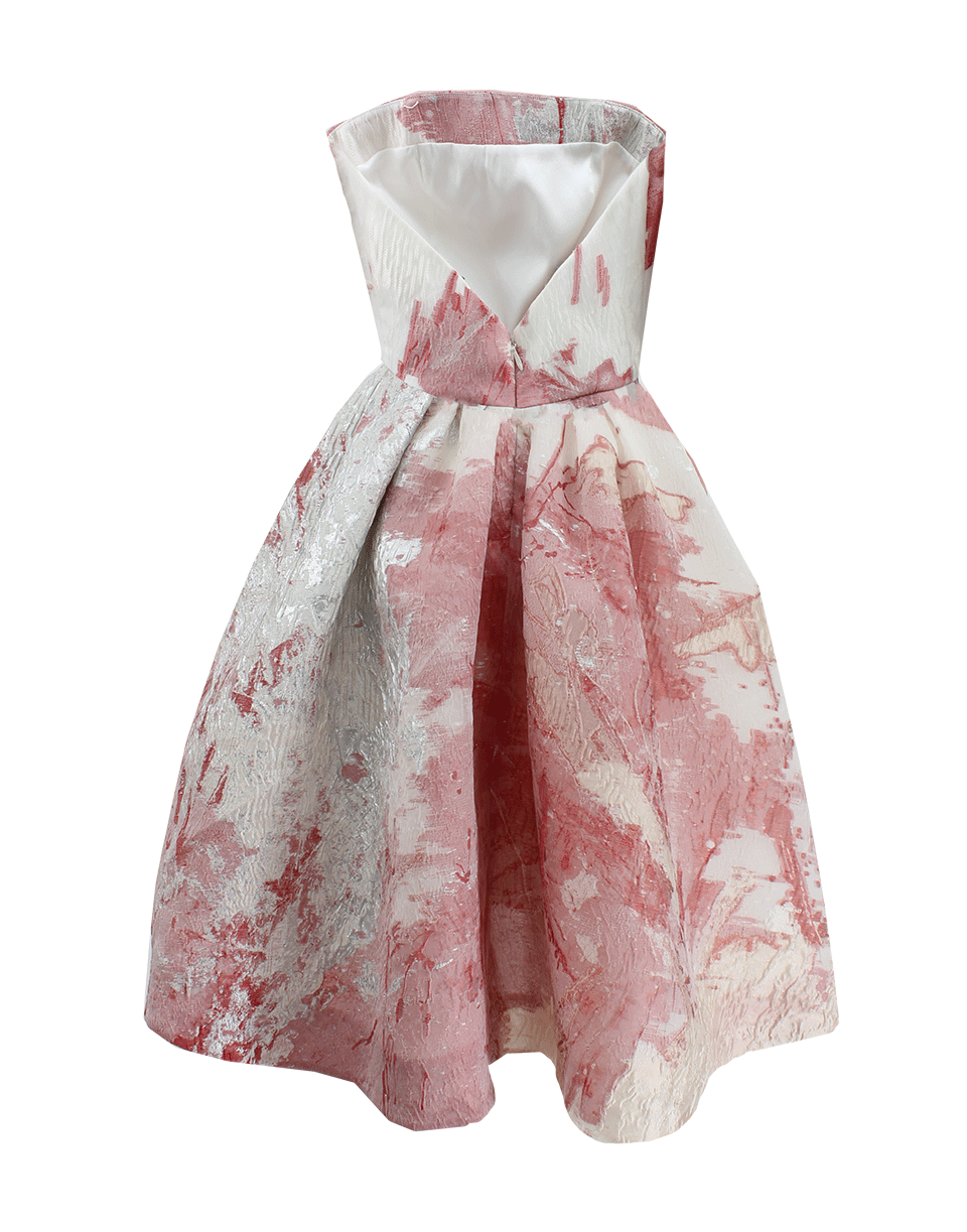 MONIQUE LHUILLIER-Strapless Metallic Clique Dress-POPPY