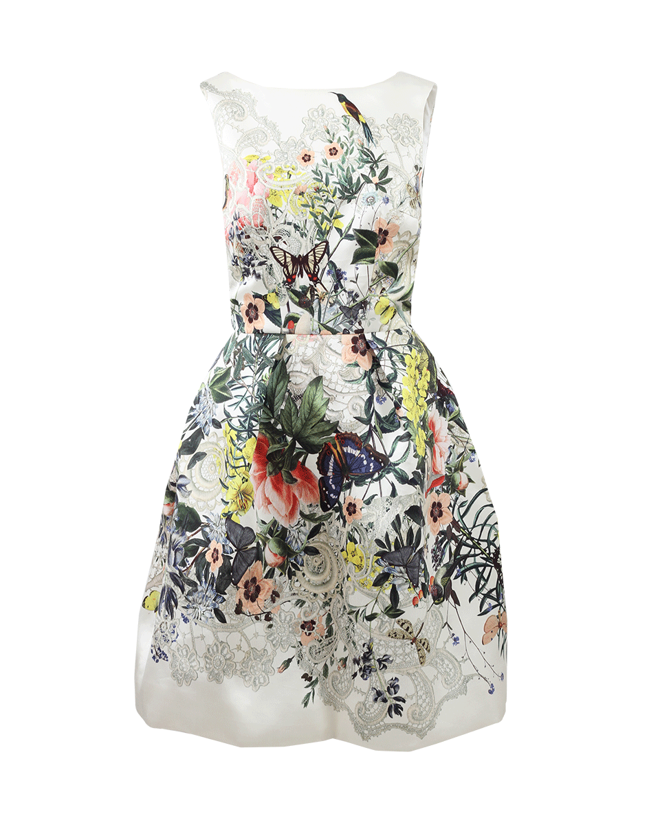 MONIQUE LHUILLIER-Botanical V-Back Dress-