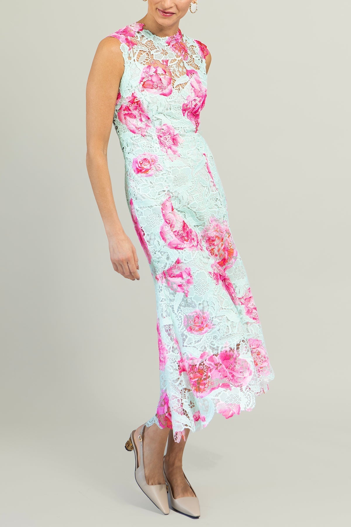 MONIQUE LHUILLIER-Jewel Neck A-Line Dress-