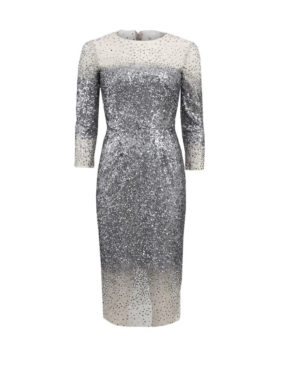 MONIQUE LHUILLIER-Illusion Dress-SILVER