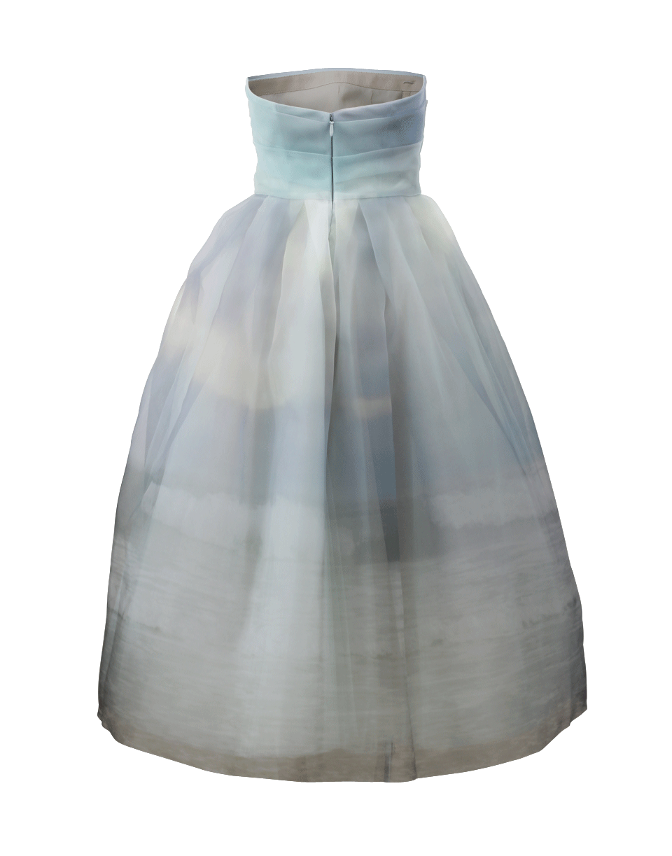 MONIQUE LHUILLIER-Luminous Sky Tea Length Dress-SKY BLUE