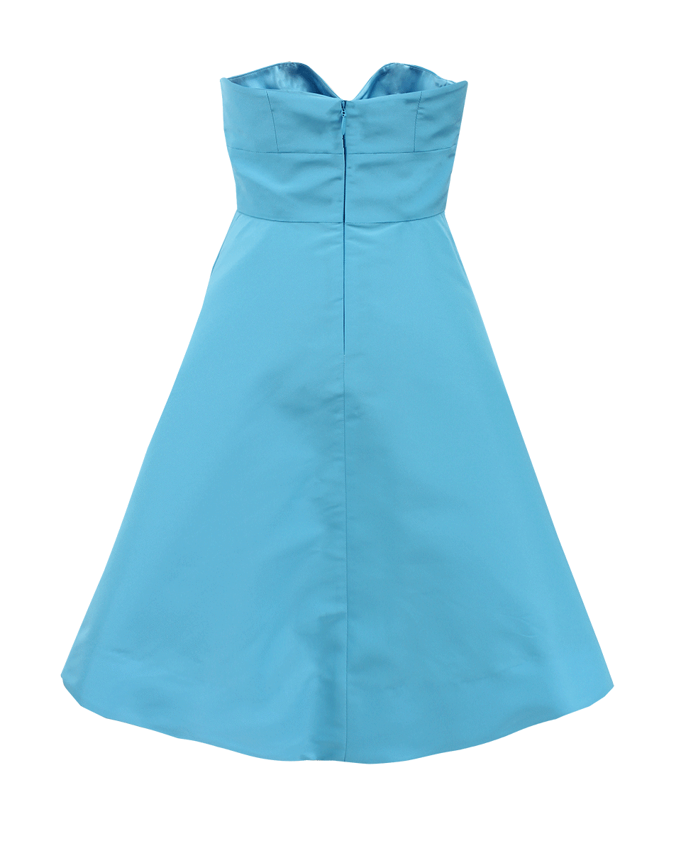 MONIQUE LHUILLIER-Strapless Faille A-Line Dress-SKYBLUE