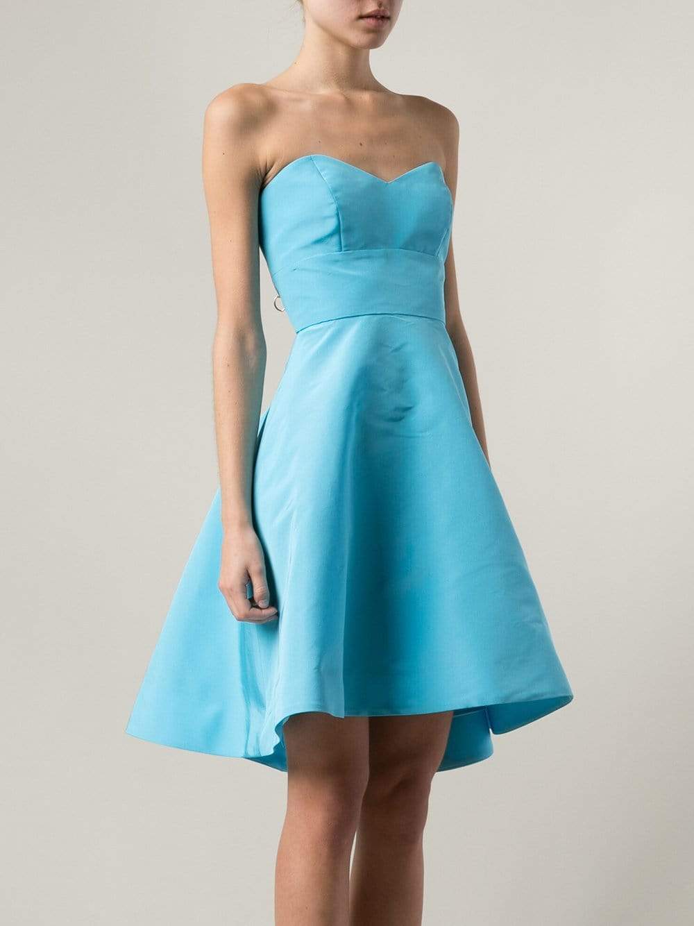 MONIQUE LHUILLIER-Strapless Faille A-Line Dress-SKYBLUE