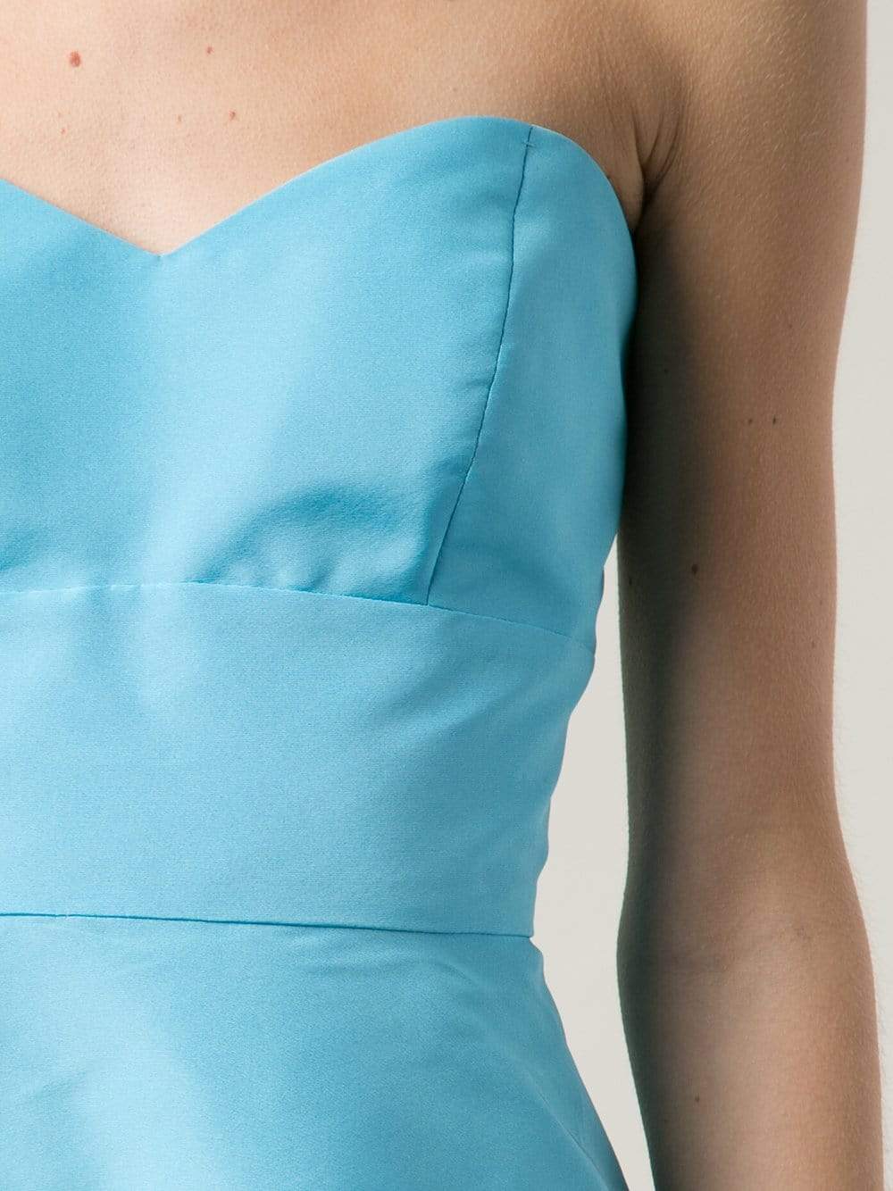 MONIQUE LHUILLIER-Strapless Faille A-Line Dress-SKYBLUE