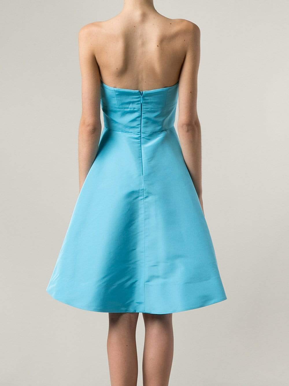 MONIQUE LHUILLIER-Strapless Faille A-Line Dress-SKYBLUE