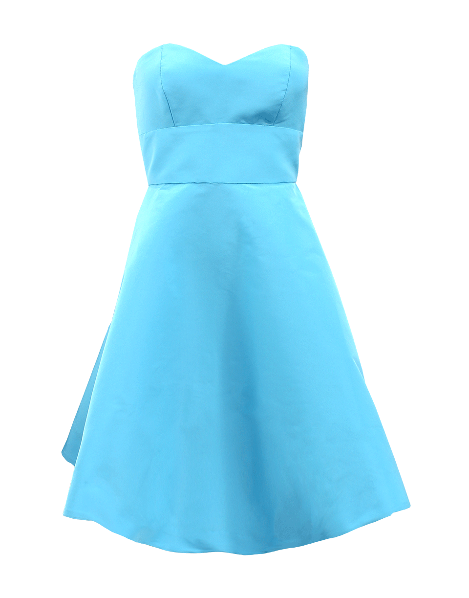 MONIQUE LHUILLIER-Strapless Faille A-Line Dress-SKYBLUE