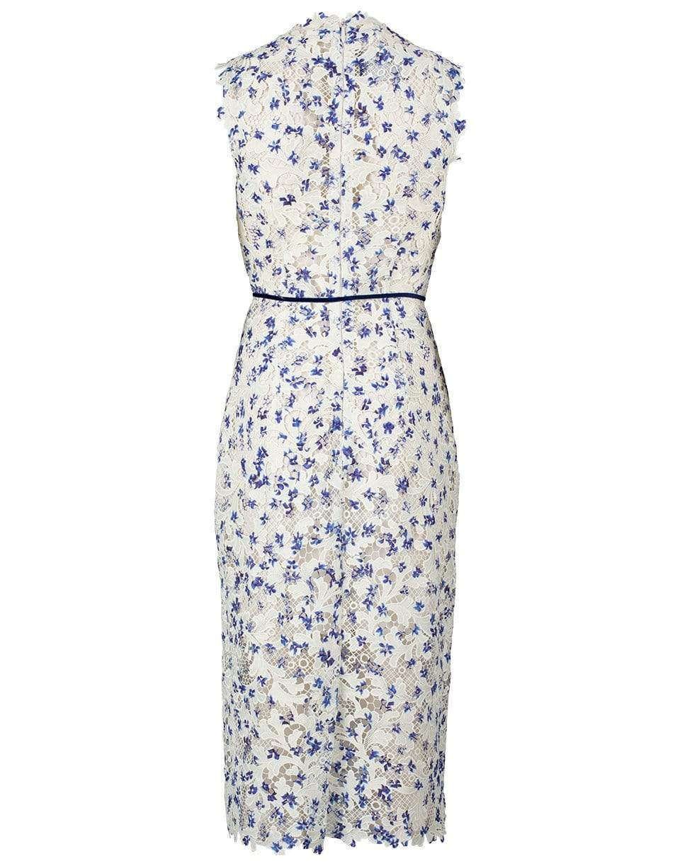 MONIQUE LHUILLIER-Floral Print Guipure Sheath Dress-