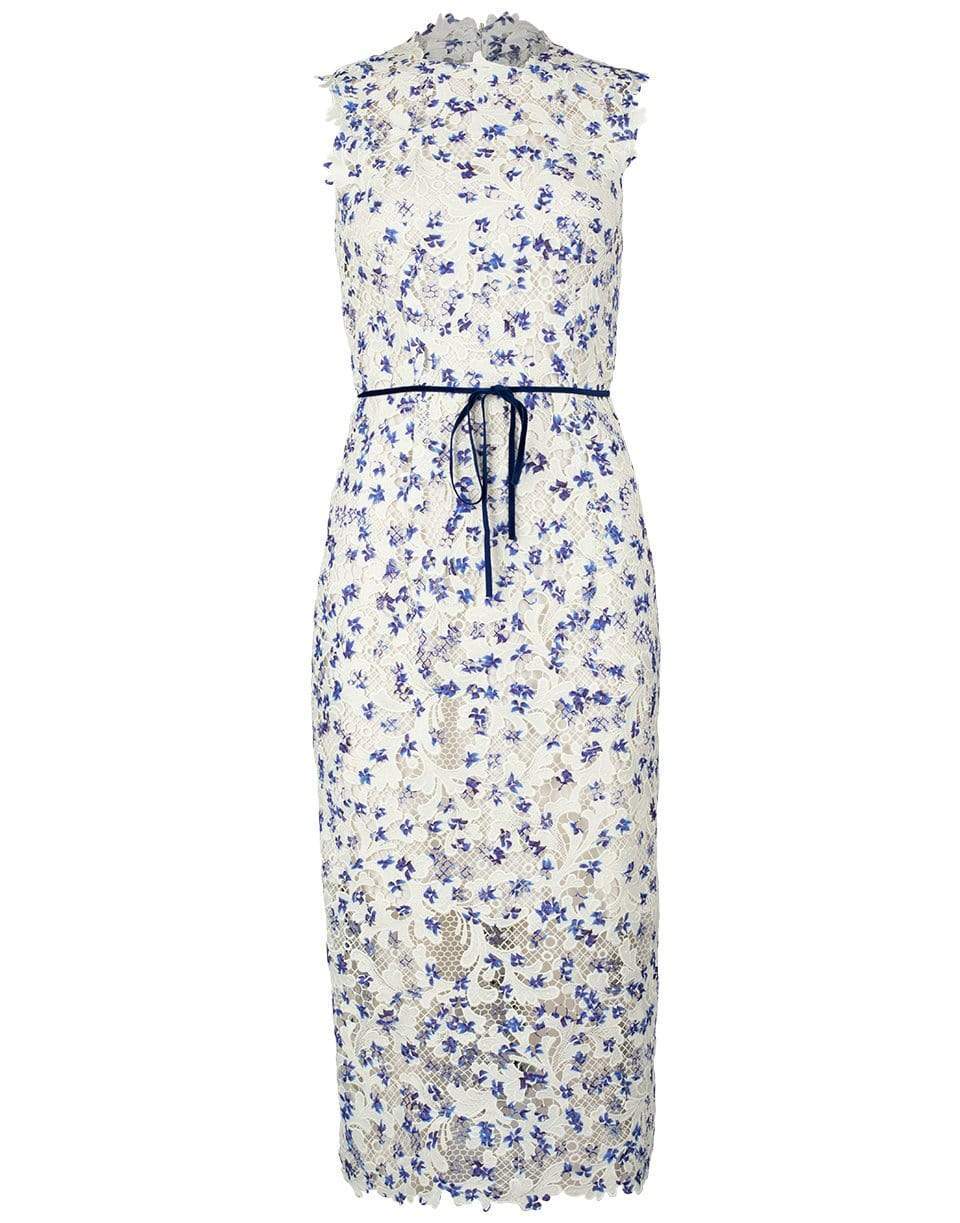 MONIQUE LHUILLIER-Floral Print Guipure Sheath Dress-