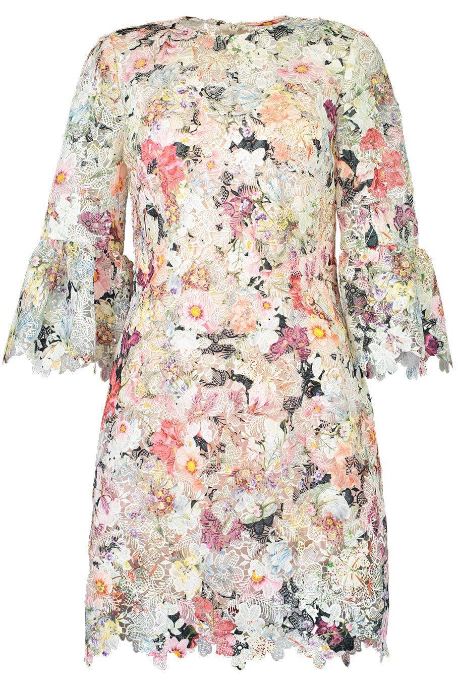 MONIQUE LHUILLIER-Bell Sleeve Mini Dress-