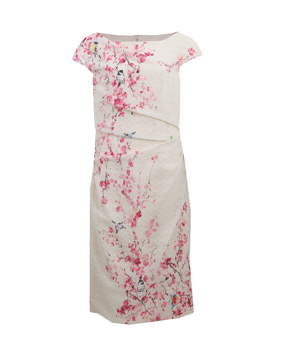 MONIQUE LHUILLIER-Cherry Blossom Lace Dress-