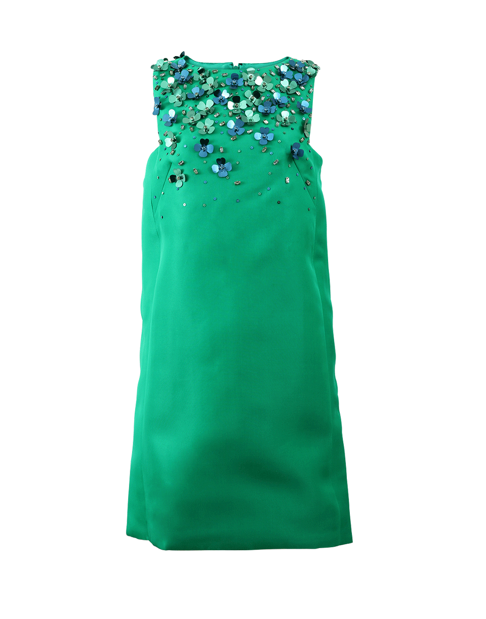 MONIQUE LHUILLIER-Shift Dress With Floral Sequins-
