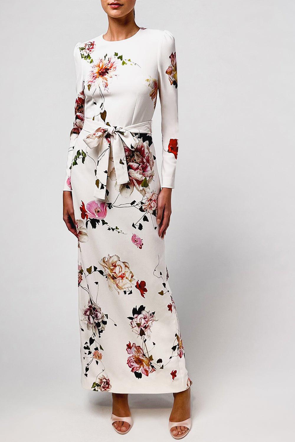 MONIQUE LHUILLIER-Jewel Neck Gown-