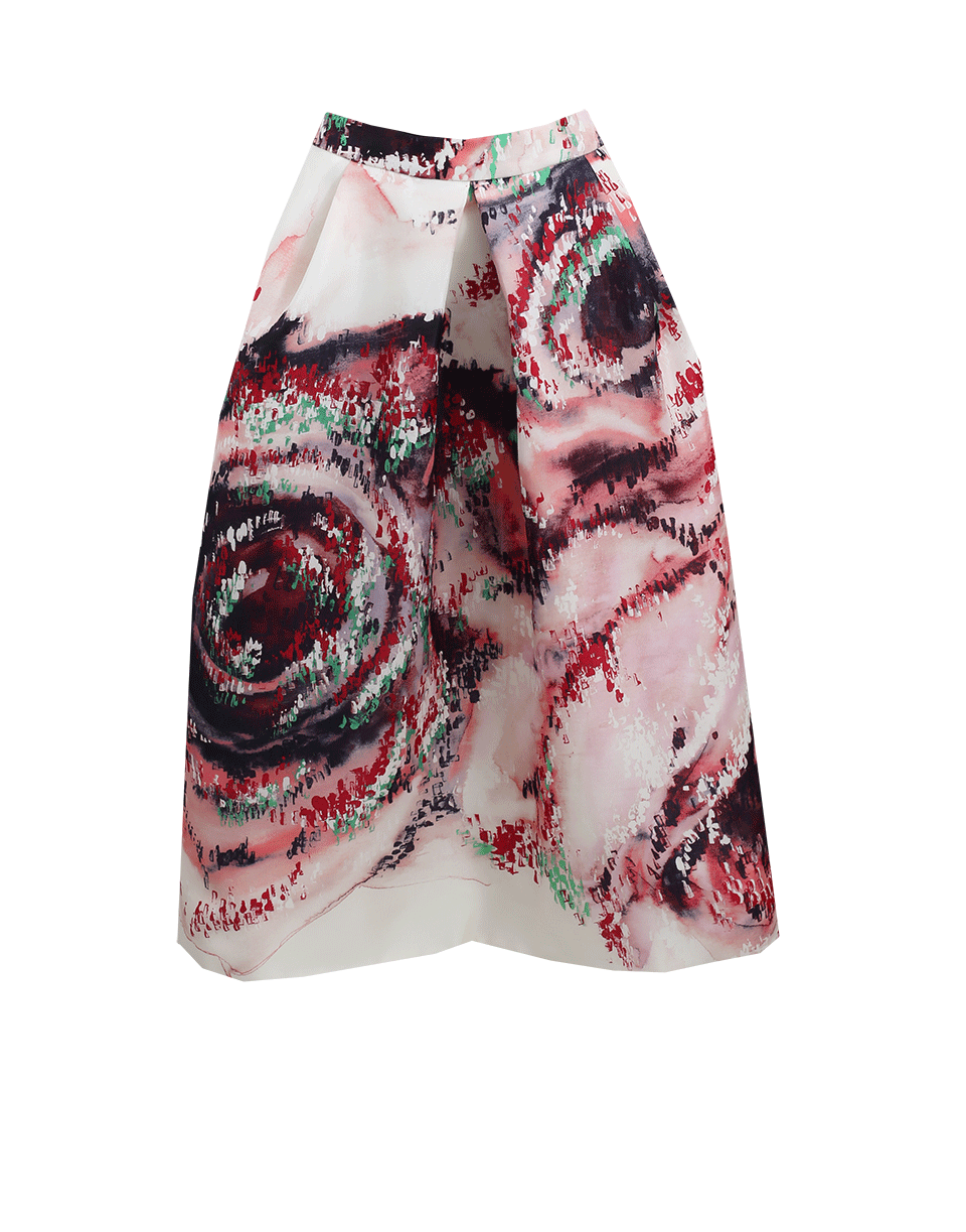 MONIQUE LHUILLIER-Watercolor Silk Skirt-CHERRY