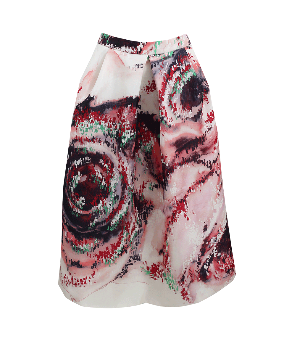 MONIQUE LHUILLIER-Watercolor Silk Skirt-CHERRY