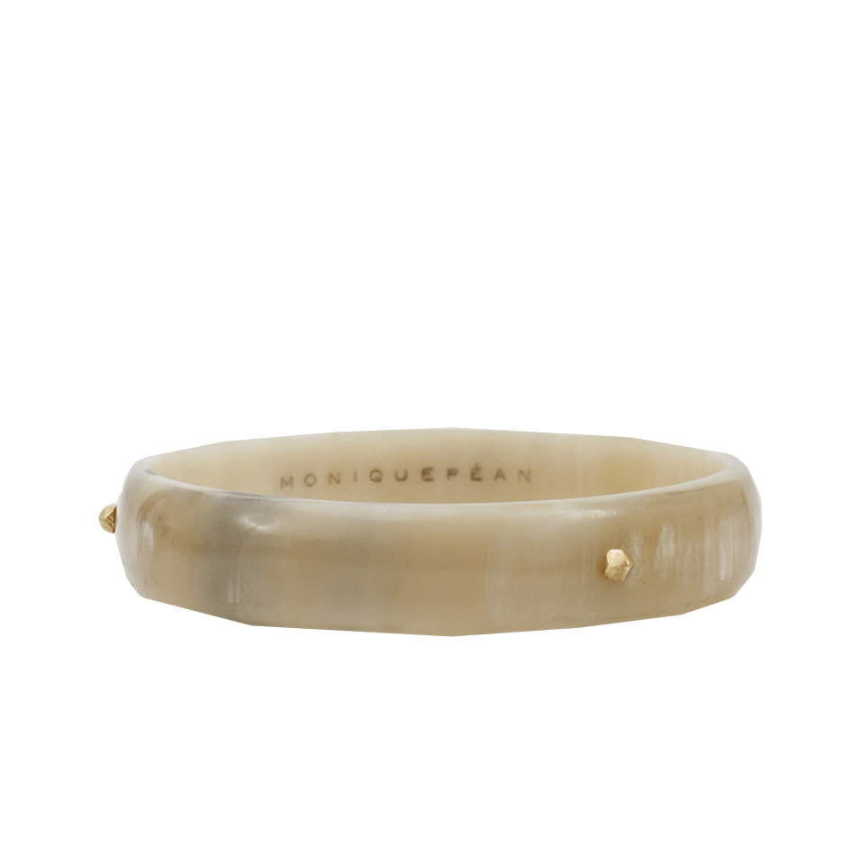 MONIQUE PEAN-Cream Buffalo Horn And Stud Bangle-YELLOW GOLD