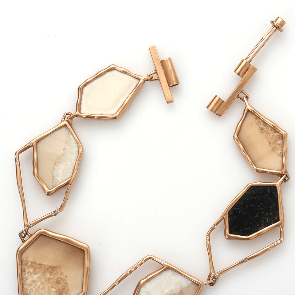 MONIQUE PEAN-Ombre Fossilized Walrus Geometric Bracelet-ROSE GOLD