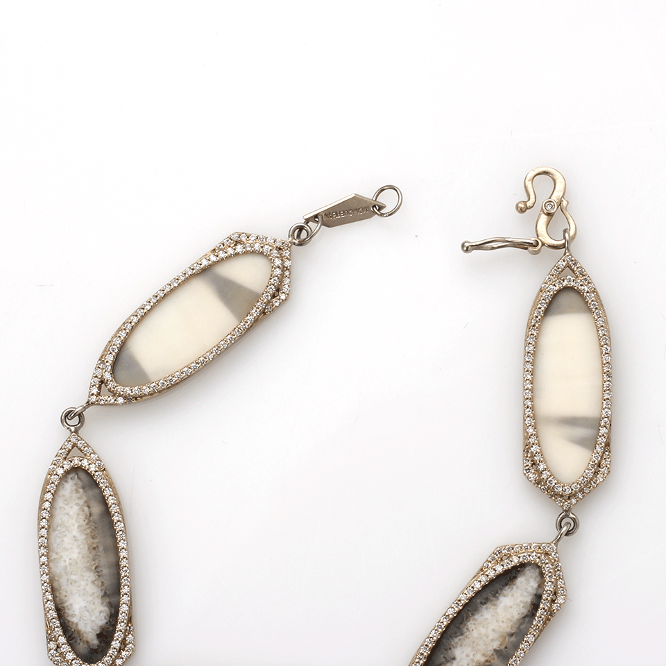 MONIQUE PEAN-Fossilized Geometric Oval Bracelet-WHITE GOLD