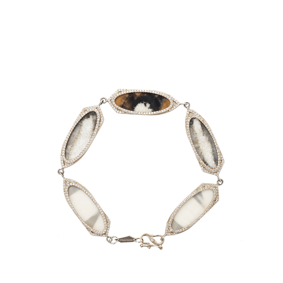 MONIQUE PEAN-Fossilized Geometric Oval Bracelet-WHITE GOLD