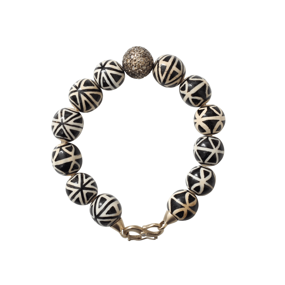 MONIQUE PEAN-Jet Inlay Bead Bracelet-WHITE GOLD