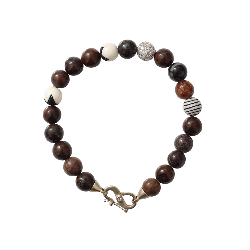 MONIQUE PEAN-Vintage Ebony Bead Bracelet-WHITE GOLD